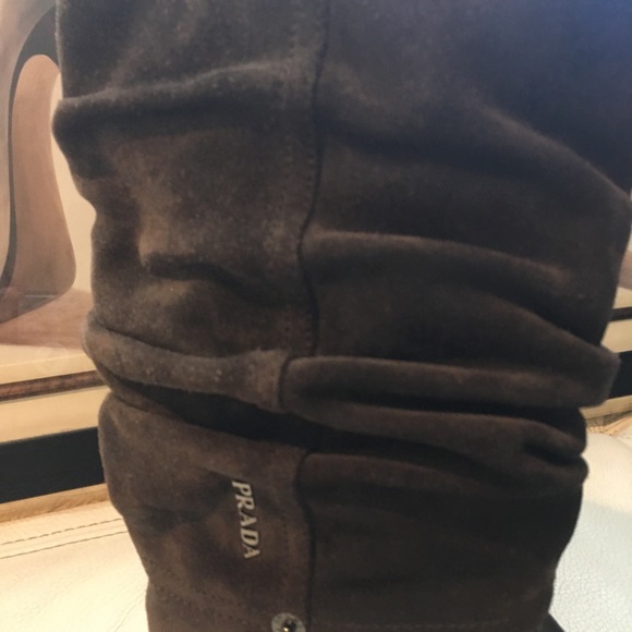Prada Sport Brown Suede Mid Calf Boot size 37 1/2 - Picture 4 of 9